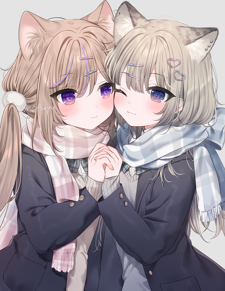 1girl, :t, ;3, animal_ear_fluff, animal_ears, black_jacket, blazer, blush