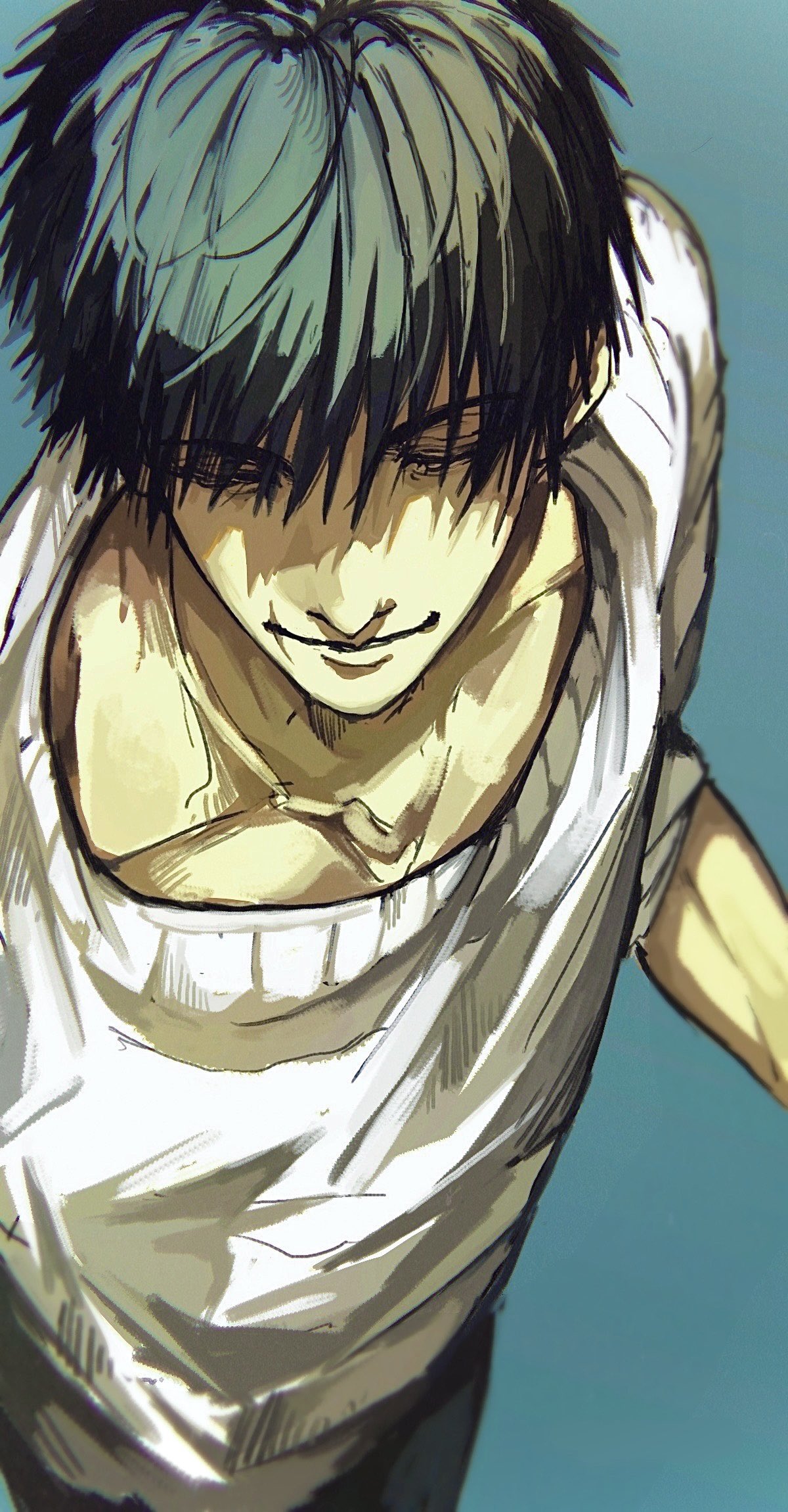 1boy, black_hair, closed_eyes, collarbone, fushiguro_touji, highres, jujutsu_kaisen, lips, male_focus, scar, scar_on_face, scar_on_mouth, short_hair, solo, standing, sweater, uniki_niki_niki, upper_body, white_sweater