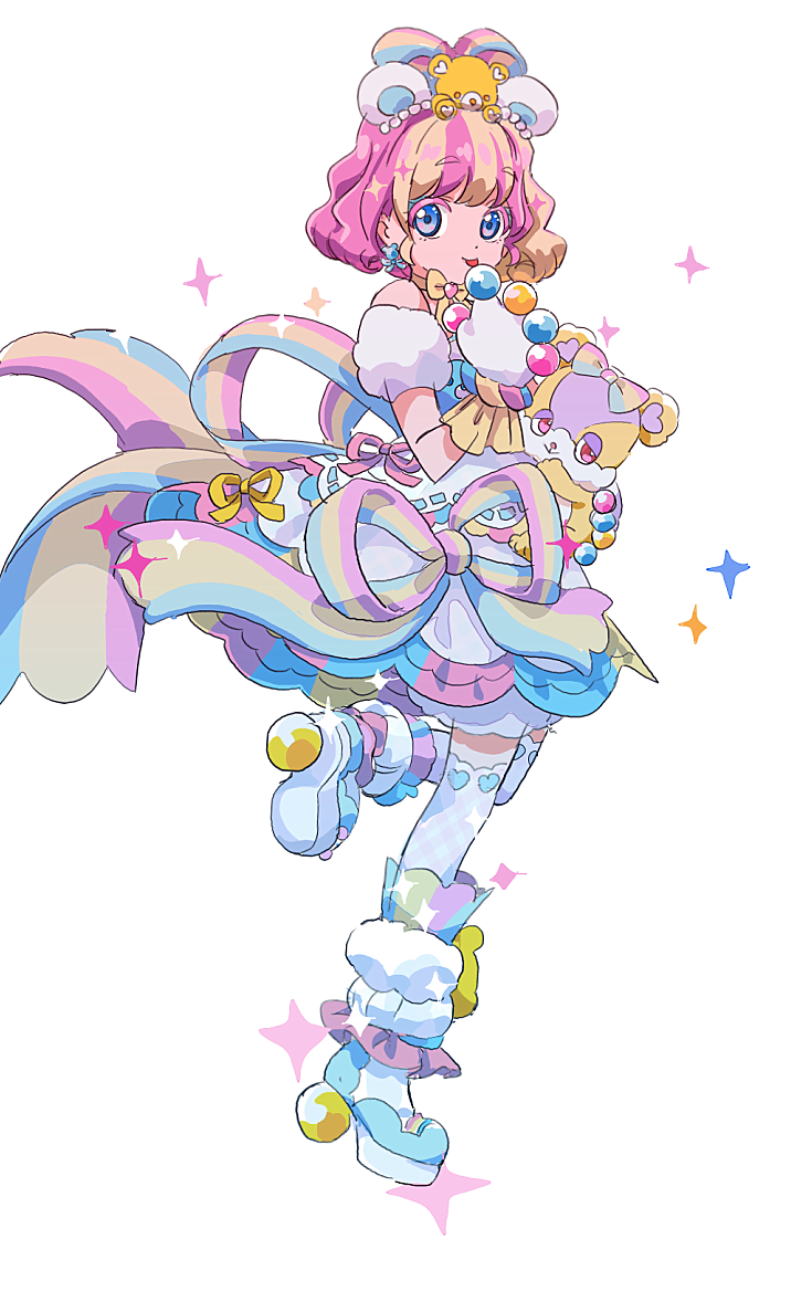 1girl, amauri_miruki, amauri_miruki_(primagista), animal_ears, animal_hands, bear_ears, bear_hair_ornament, blonde_hair