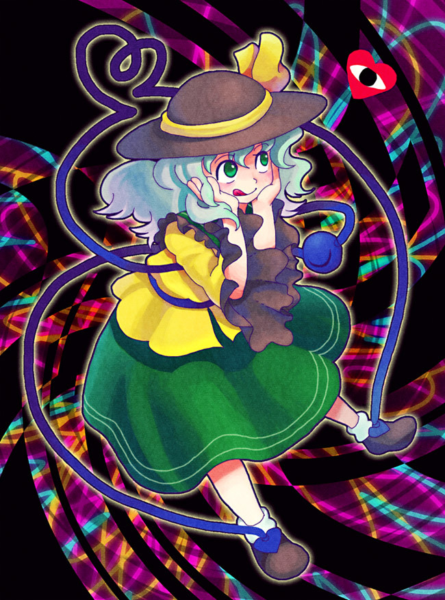 blue_hair, blush, eyes, frills, green_eyes, hat, heart, hoshina_(kinoko)