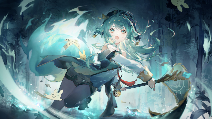 1girl, absurdres, ahoge, animal_ears, bare_shoulders, celina, fiery_tail, flag