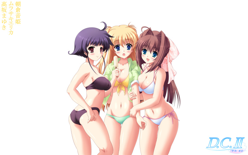 asakura_otome, bikini, bow, cleavage, da_capo_ii, kousaka_mayuki, long_hair, murasaki_erika