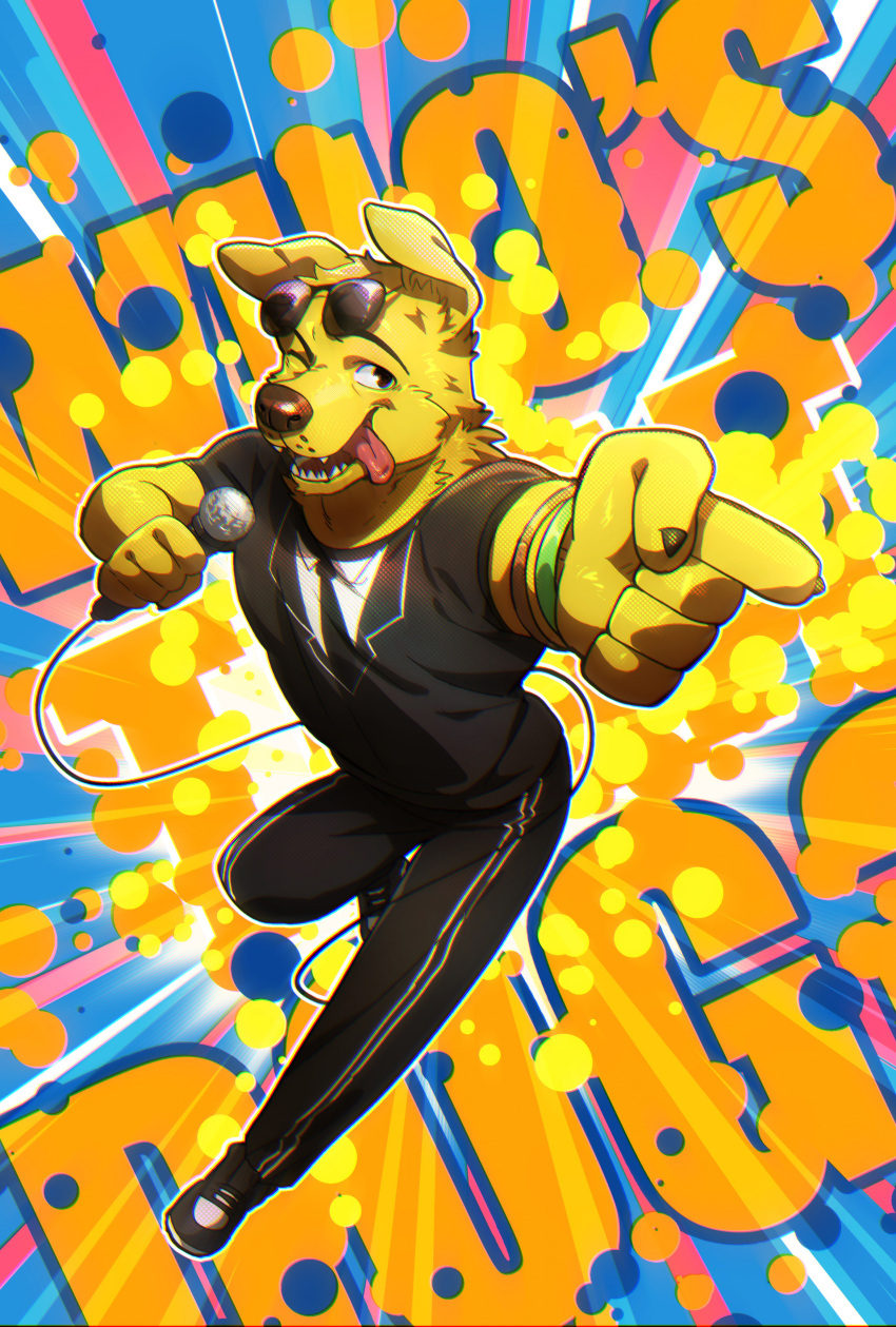 1boy, absurdres, animal_ears, black_footwear, black_pants, black_shirt, bojack_horseman_(series), claws