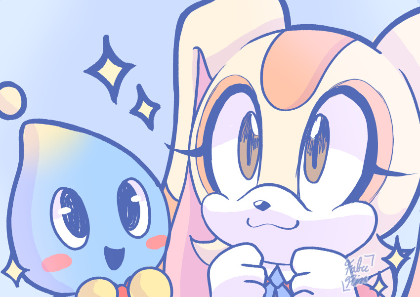1girl, :3, absurdres, animal_ears, animal_nose, blue_ribbon, blue_skin, blush_stickers