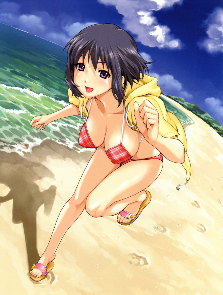 bikini, blush, breasts, happou_bijin, highres, short_hair, sweet_body