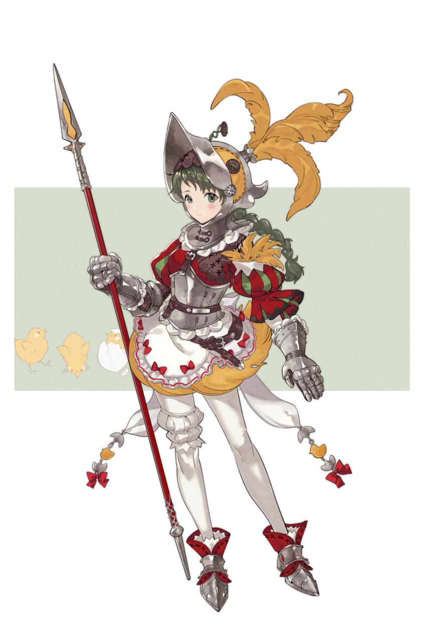 1girl, armor, belt, bird, blush, braid, brown_dust_2, chest_armor