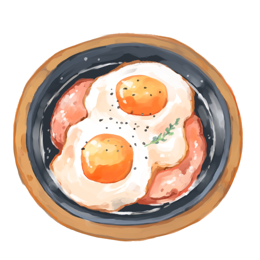 food, food_focus, fried_egg, ham, hasegawa_(morebeer), highres, meat, no_humans