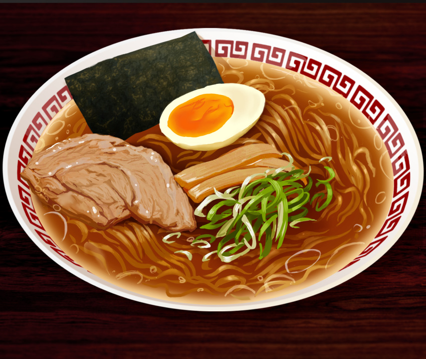 bowl, egg_(food), food, food_focus, highres, meat, no_humans, noodles