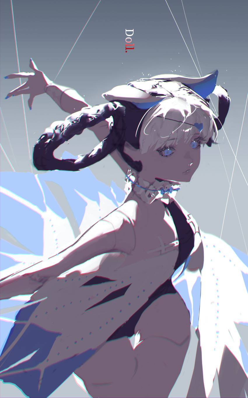 1girl, absurdres, animal_ears, bambinata_(punishing:_gray_raven), black_hair, black_leotard, blue_eyes, braid