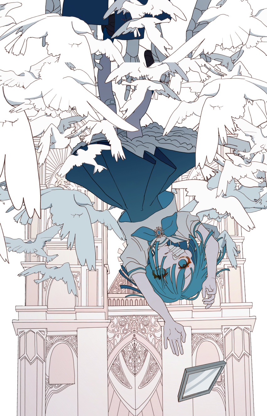 1girl, absurdres, ado_(utaite), akuru-chan, bandaid, bandaid_on_face, bandaid_on_leg, blue_brooch