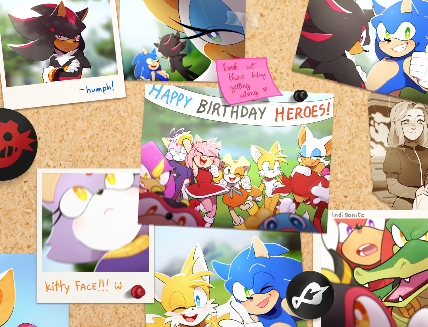 5girls, 6+boys, absurdres, amy_rose, animal_ears, arm_up, bat_ears, bat_girl