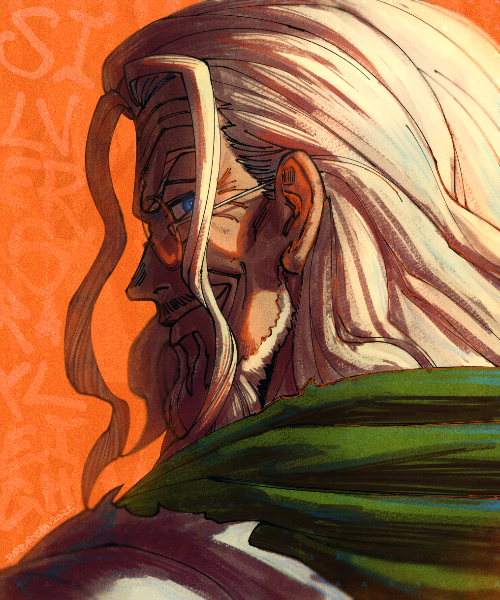 1boy, barbarvsah, beard, blue_eyes, chinese_commentary, closed_mouth, commentary_request, facial_hair