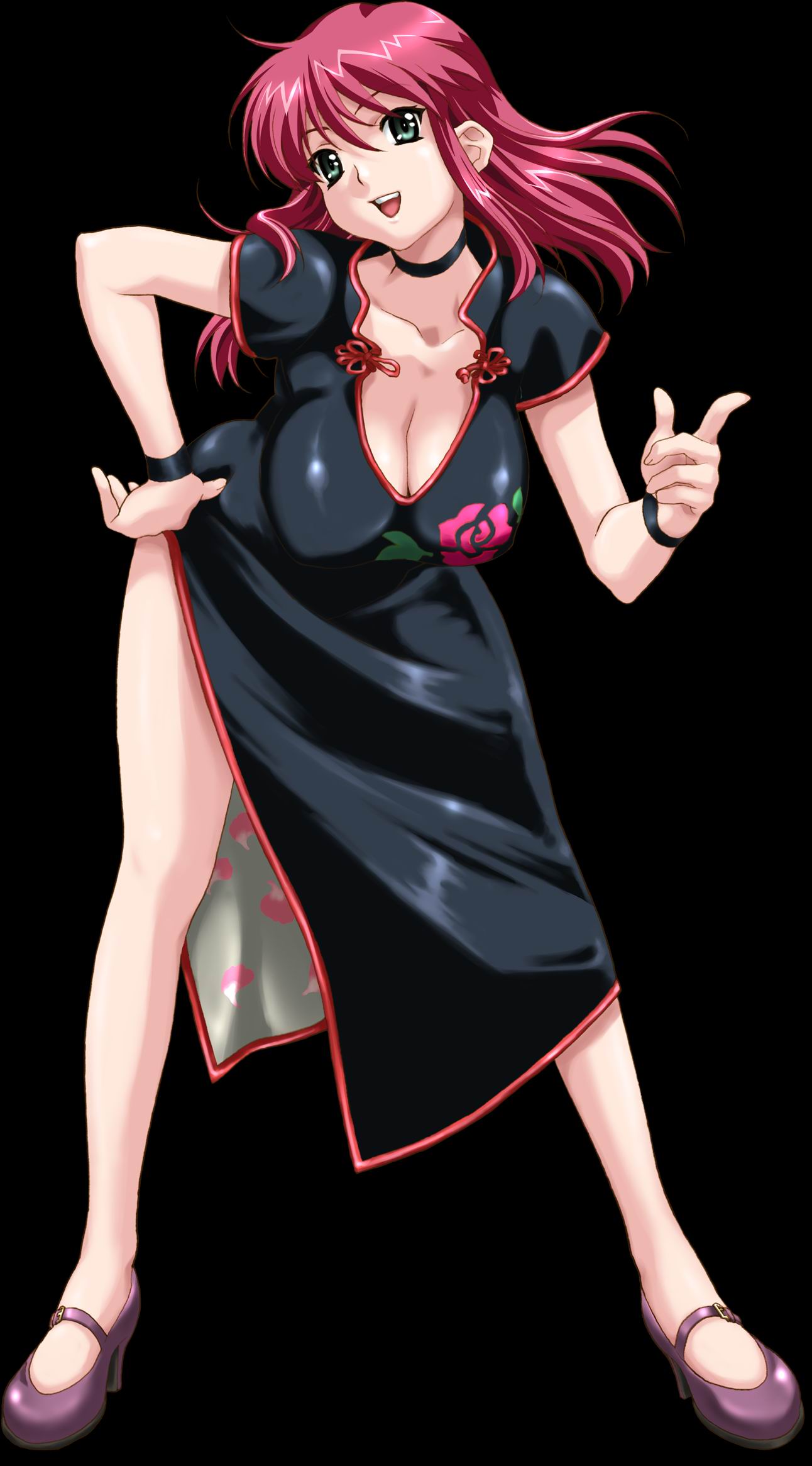 1girl, boin, breasts, china_dress, chinese_clothes, choker, cleavage, female