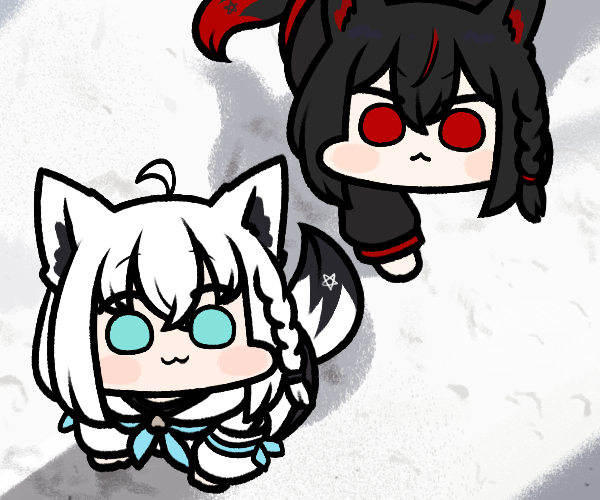 ahoge, animal_ear_fluff, animal_ears, aqua_eyes, black_hair, blue_neckerchief, blush, braid