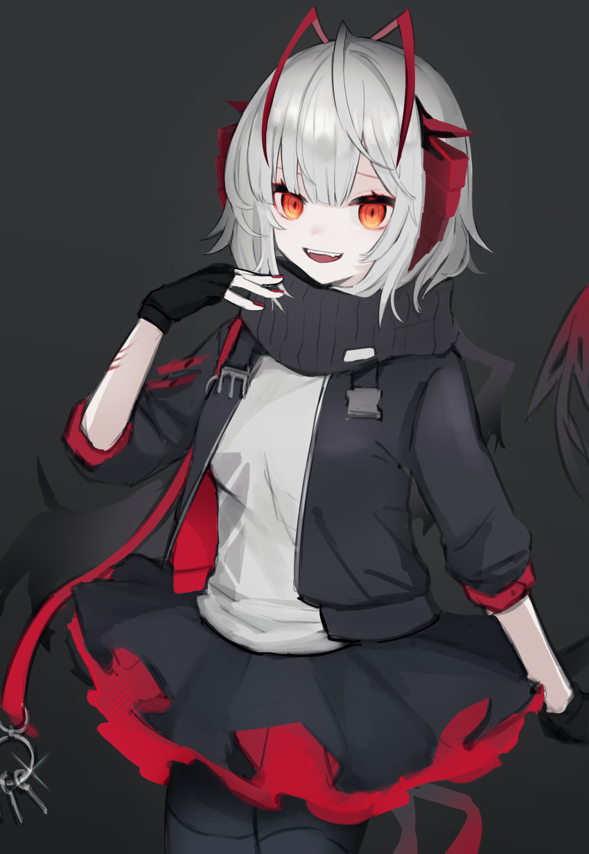 1girl, 3rd_rb, absurdres, ahoge, antenna_hair, arknights, black_gloves, black_jacket