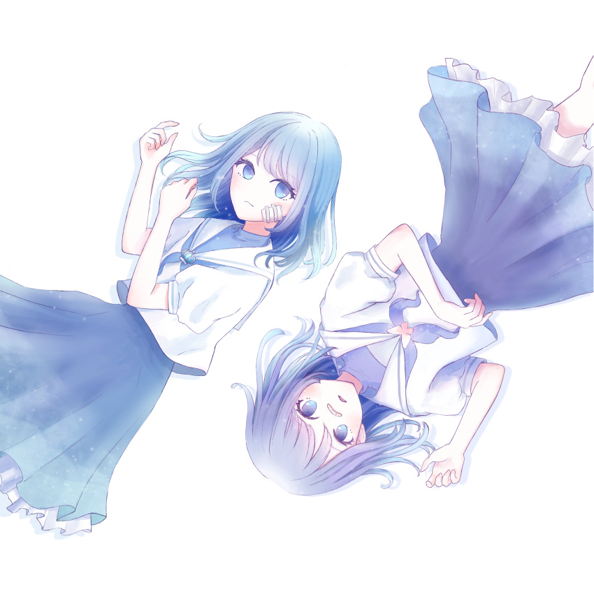 2girls, absurdres, ado_(utaite), akuru-chan, bandaid, bandaid_on_face, bandaid_on_nose, blue_eyes