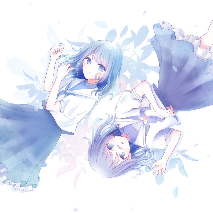 2girls, absurdres, ado_(utaite), akuru-chan, bandaid, bandaid_on_face, bandaid_on_nose, blue_eyes