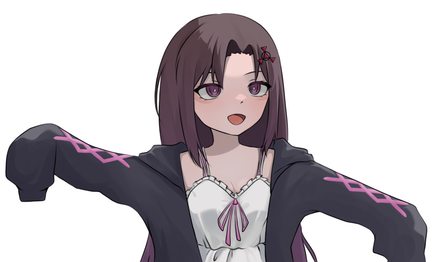 1girl, alternate_costume, bare_shoulders, bra, breasts, brown_hair, commission, commissioner_upload