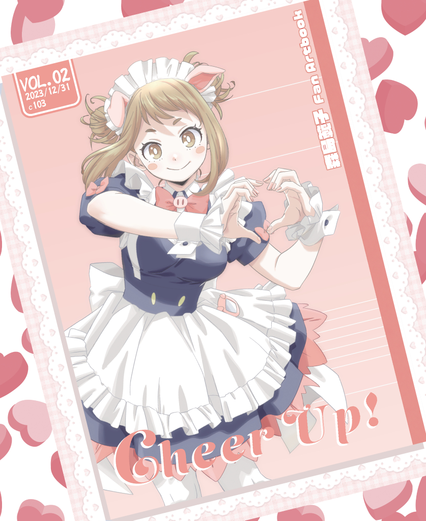 alternate_costume, alternate_hairstyle, animal_ears, apron, black_dress, blush_stickers, boku_no_hero_academia, bow