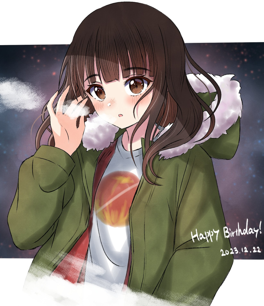 1girl, birthday, blush, brown_eyes, brown_hair, commentary, dated, english_text