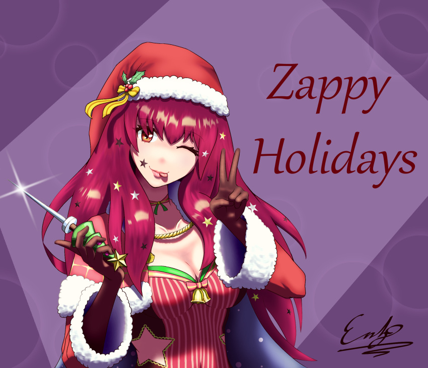 1girl, 588arch, blue_cape, bodysuit, cape, christmas, facial_mark, fire_emblem