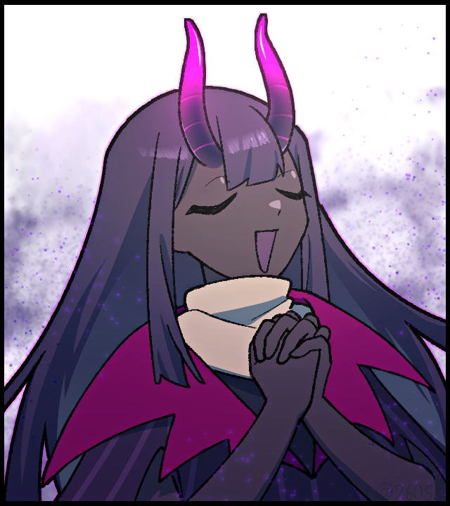 1girl, closed_eyes, cropped_torso, dark_skin, dust, gore_magala, horns, monster_hunter_(series)
