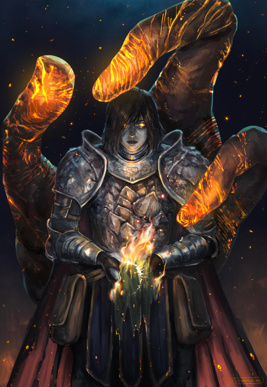 1girl, absurdres, armor, artist_name, black_lips, breastplate, dovahcaine, elden_ring