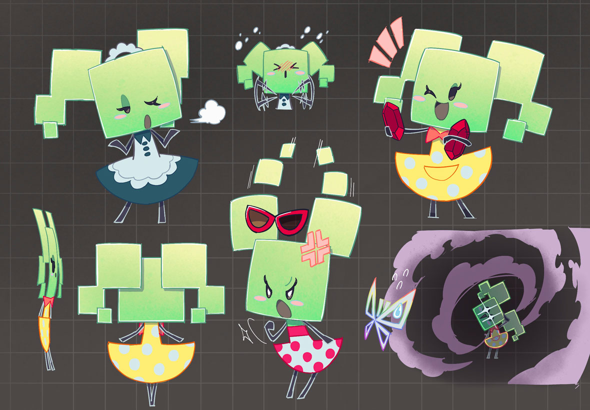 angry, dress, from_behind, kopa_nishikida, maid, mimi_(paper_mario), one_eye_closed, paper_mario