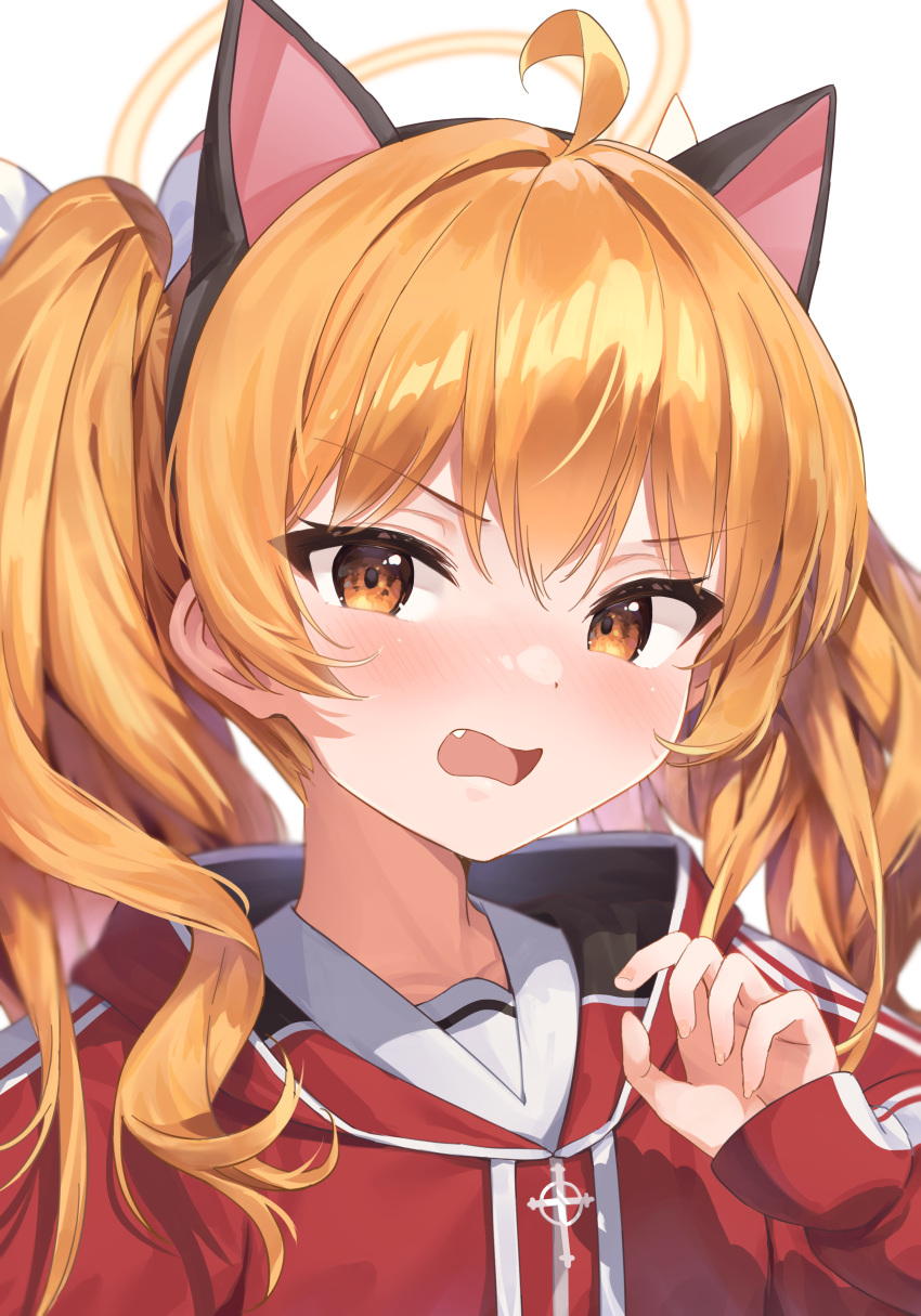 1girl, absurdres, ahoge, animal_ears, blonde_hair, blue_archive, blush, cat_ears
