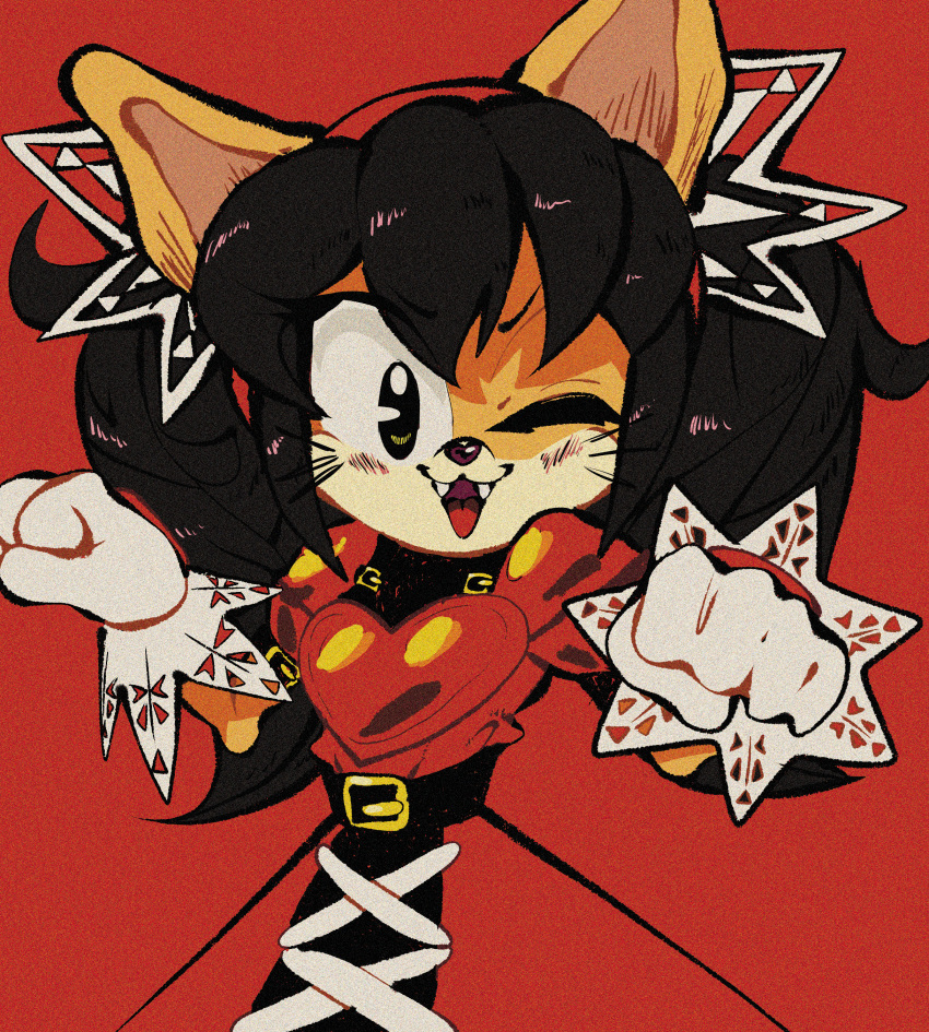 1girl, :3, absurdres, animal_ears, animal_nose, belt, black_eyes, black_hair