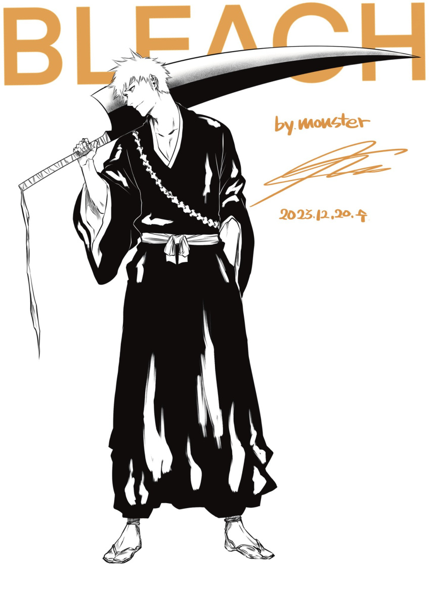 1boy, artist_name, bleach, collarbone, copyright_name, dated, english_text, full_body