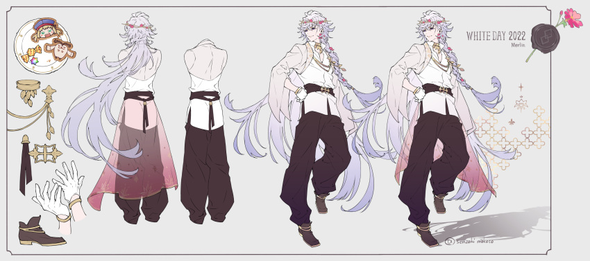 1boy, artoria_caster_(fate), artoria_pendragon_(fate), baggy_pants, belt, black_belt, black_pants, braid