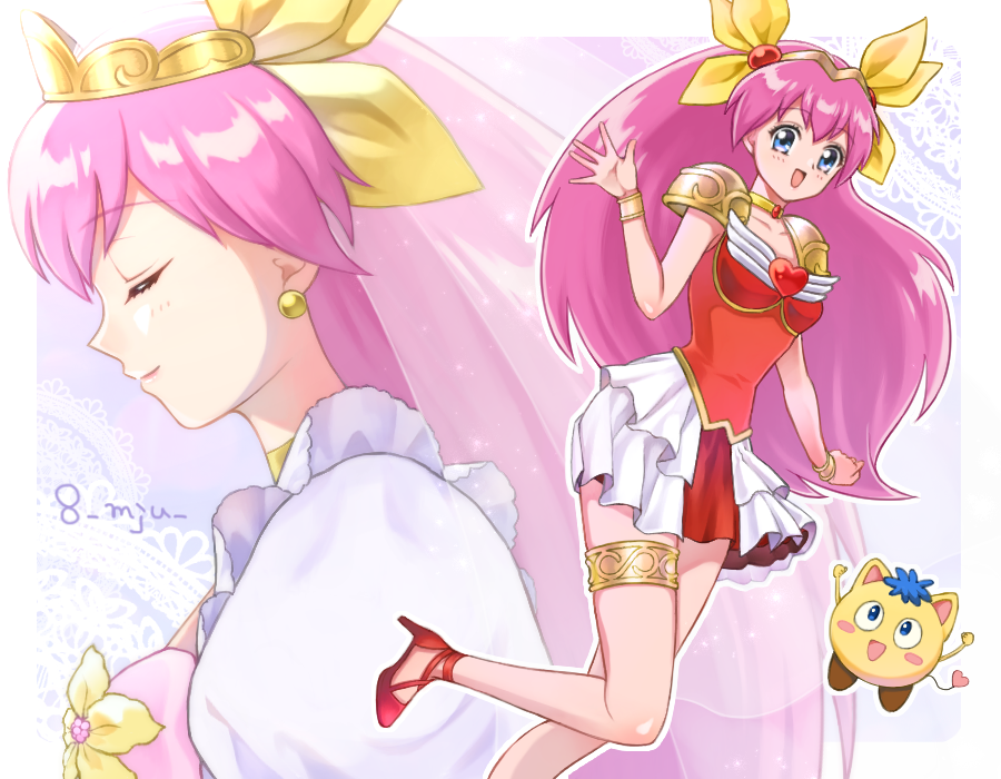 1girl, ai_tenshi_densetsu_wedding_peach, armor, blue_eyes, blush, bridal_veil, collarbone, dress