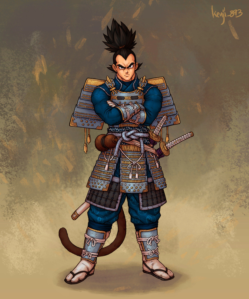 1boy, absurdres, alternate_costume, arm_armor, armor, artist_name, black_eyes, black_hair