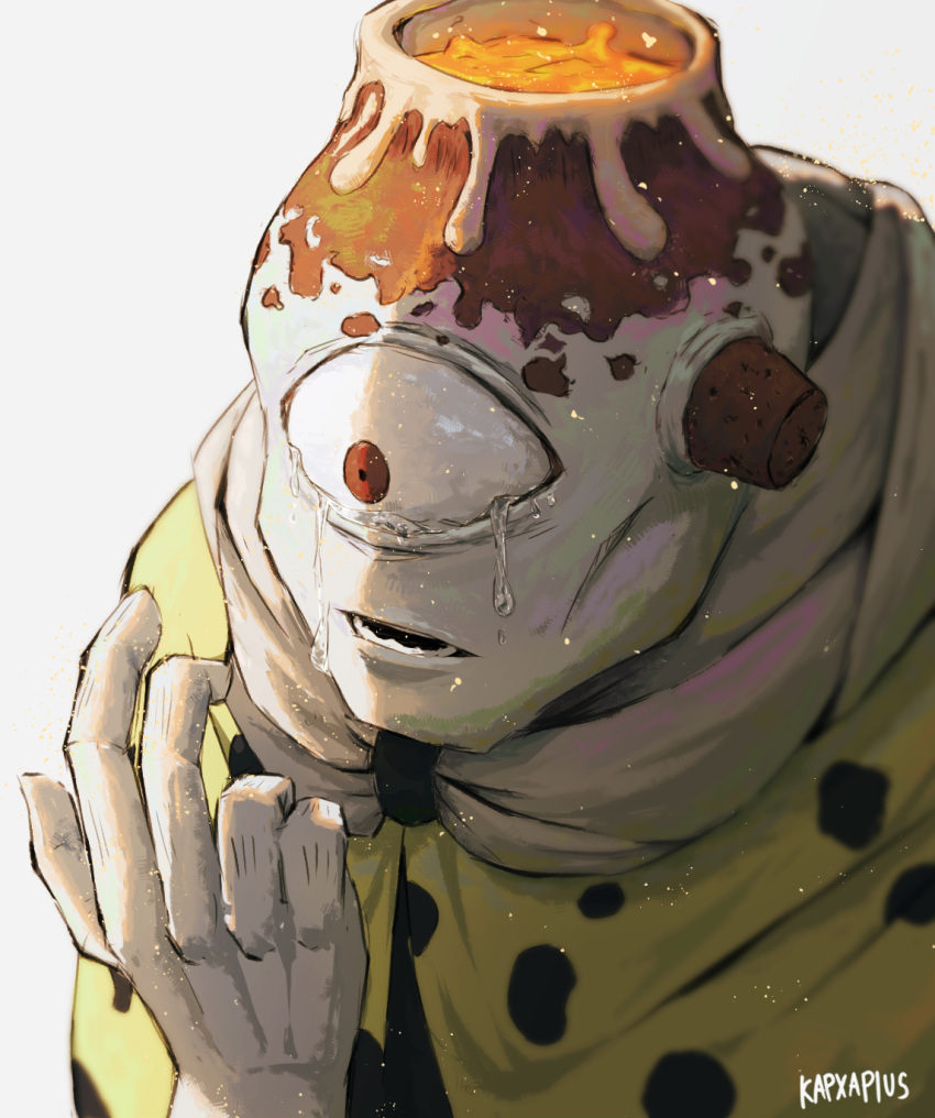 1boy, angst, brown_eyes, crying, crying_with_eyes_open, highres, jogo_(jujutsu_kaisen), jujutsu_kaisen