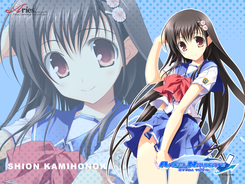 angel_navigate, brown_eyes, inuzumi_masaki, kamihonoki_shion, long_hair, seifuku