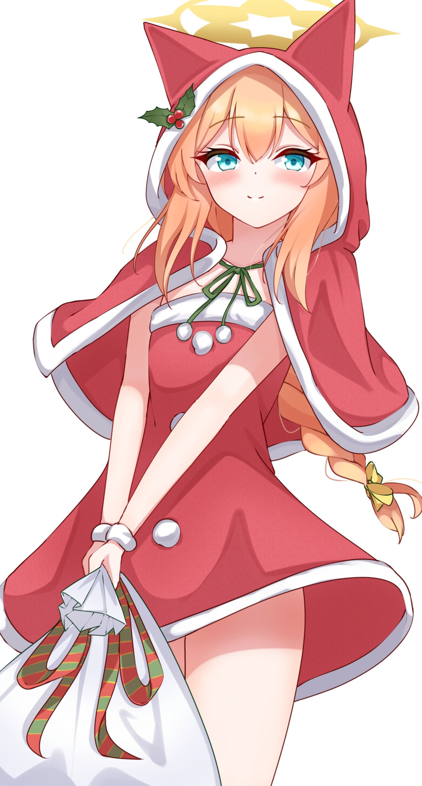 1girl, absurdres, animal_ear_hood, animal_ears, bag, blue_archive, blue_eyes, blush
