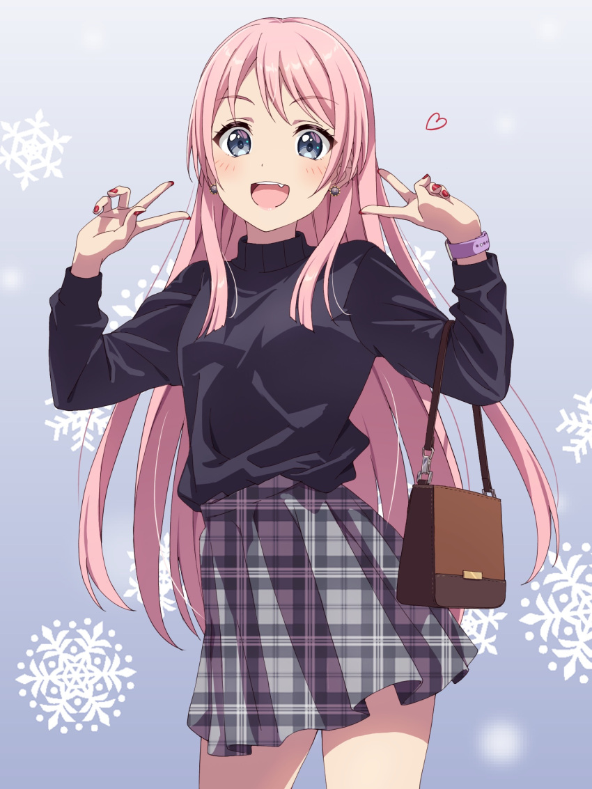 1girl, bag, bang_dream!, bang_dream!_it's_mygo!!!!!, black_sweater, blue_eyes, blush, chihaya_anon