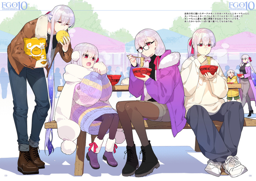 3boys, 3girls, blush, breasts, earrings, fate/grand_order, fate_(series), genderswap