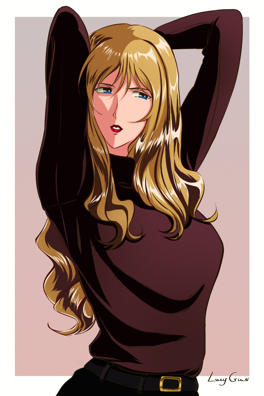 absurdres, blonde_hair, blue_eyes, cowboy, cowboy_bebop, highres, julia_(cowboy_bebop), lucyguusi