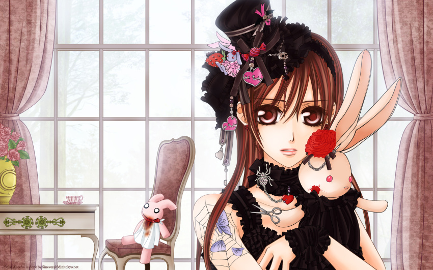 blood, brown_eyes, brown_hair, flower, rose, tattoo, vampire_knight, yuuki_cross