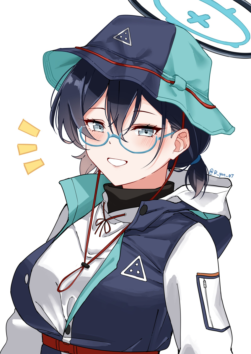 1girl, :d, absurdres, black_hair, blue_archive, chihiro_(blue_archive), chihiro_(camp)_(blue_archive), commentary_request