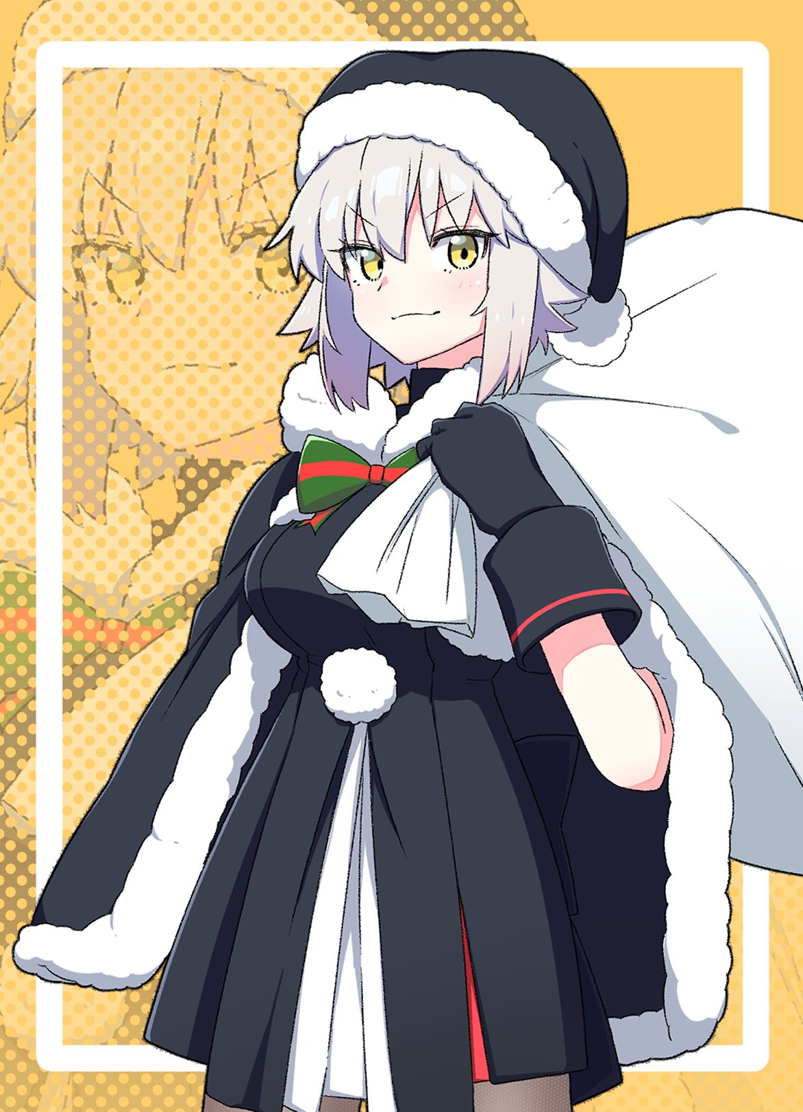 1girl, alternate_costume, artoria_pendragon_(fate), black_cape, black_dress, black_gloves, black_headwear, bow