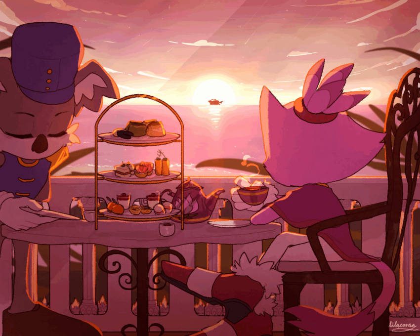 1boy, 1girl, animal_ears, animated, animated_gif, artist_name, blaze_the_cat, blue_headwear