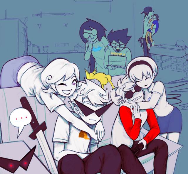 3girls, 4boys, bro_strider, dave_strider, dirk_strider, homestuck, jade_harley, john_egbert