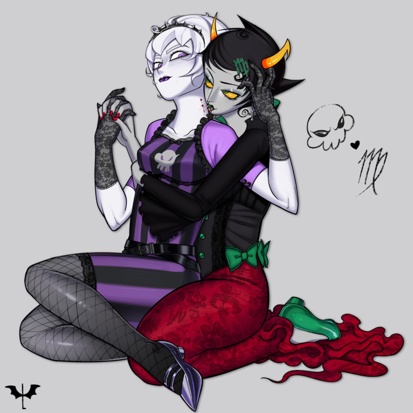2girls, black_lips, gloves, gothic, highres, homestuck, imnotlole, kanaya_maryam