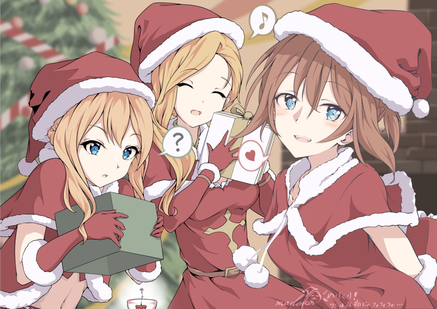 3girls, ?, absurdres, arms_behind_back, artist_name, azur_lane, blonde_hair, blue_eyes