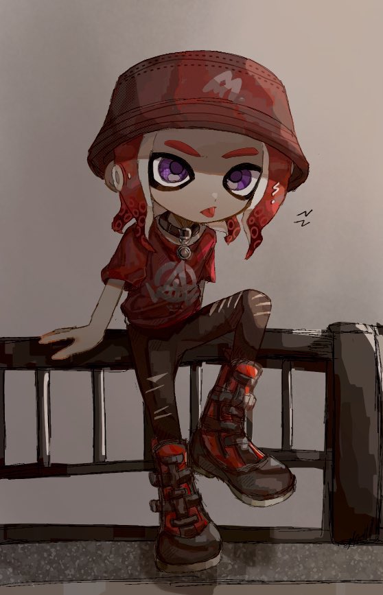 1boy, :p, boots, commentary_request, full_body, hat, hwtr_06, medium_hair