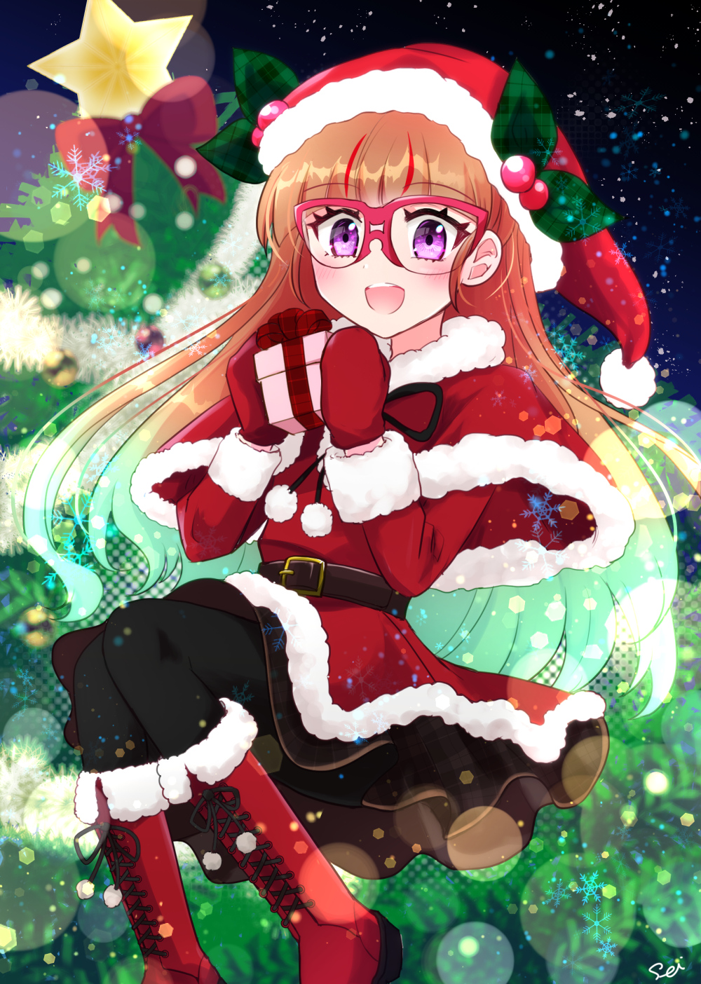 1girl, belt, black_pantyhose, blush, boots, brown_belt, brown_hair, capelet