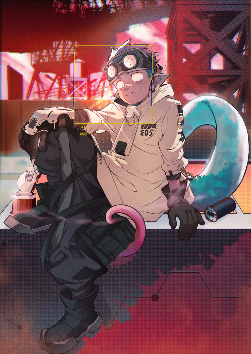 1boy, absurdres, arknights, bandaid, bandaid_on_face, bandaid_on_nose, black_footwear, black_gloves
